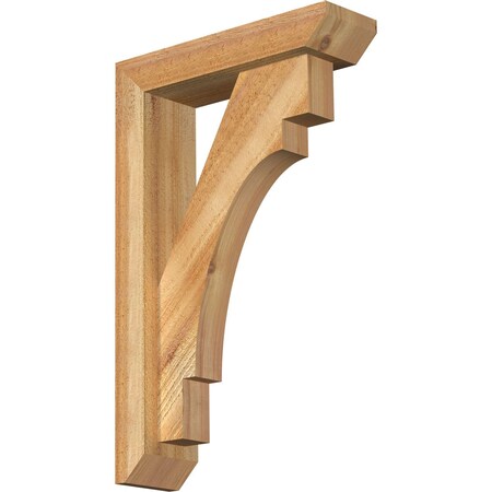 Ekena Millwork Merced Slat Rough Sawn Bracket w/ Offset Brace, Western Red Cedar, 4"W x 14"D x 22"H BKT0402X14X22MRC06RWR